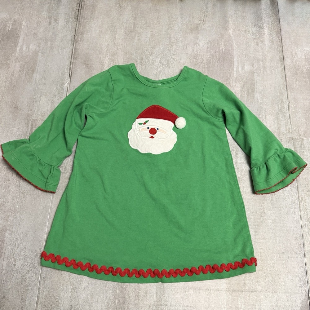 The Bailey Boys Girls Size 4T Green Red Santa Face Dress Tunic Top Festive READ
